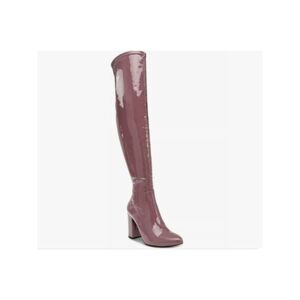 WILD PAIR Womens Pink 19.5 Height Bravy Pointed Toe Block Heel Heeled Boots 6 M